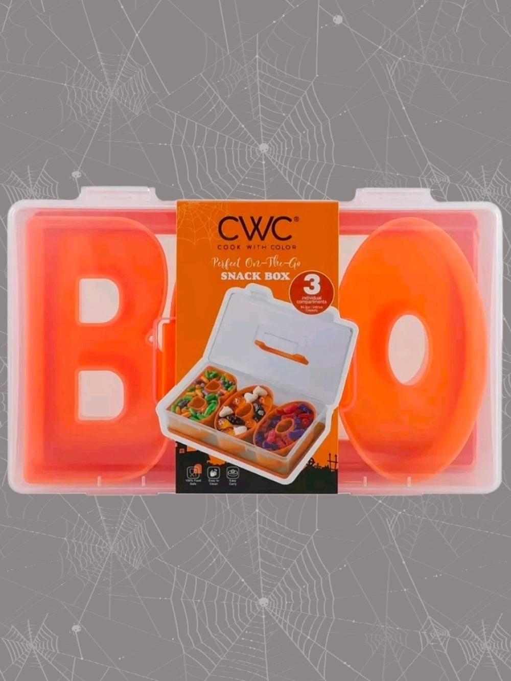 CWC - Orange 'BOO' 3-Compartment Snack Box